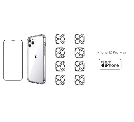 START PACK - hydrogel ochranná fólie + 8ks folie na zadní kameru + transparentní kryt pro iPhone 12 Pro Max