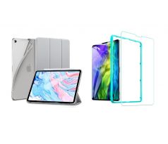 Trifold Smart Case - kryt se stojánkem pro iPad Pro 12.9" 2018/ 2020/ 2021 - šedý + Ochranné tvrzené sklo