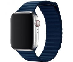 Koženkový řemínek Leather Loop pro Apple Watch (42/44/45mm) Navy Blue
