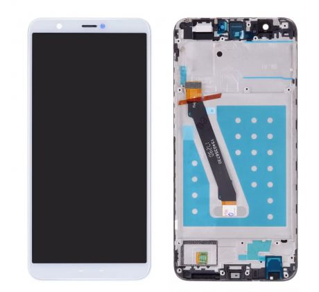 LCD displej + dotyková plocha pro Huawei P Smart s rámem - bílý