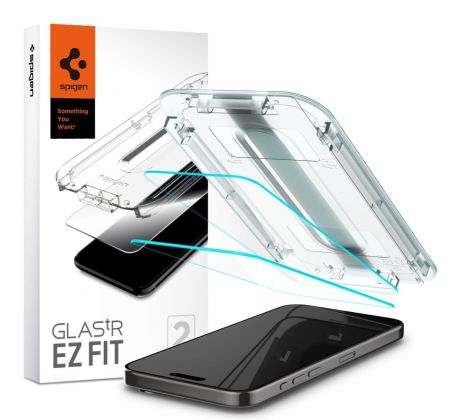OCHRANNÉ TVRZENÉ SKLO SPIGEN GLAS.TR ”EZ FIT” 2-PACK iPhone 15 Pro Max CLEAR