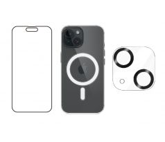 3PACK - Hydrogel s výřezem pro přední kameru + Crystal Air kryt s MagSafe + ochranné sklíčko kamery pro iPhone 15 Plus 