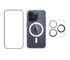 3PACK - Hydrogel + Crystal Air kryt s MagSafe + ochranné sklíčko kamery pro iPhone 15 Pro Max