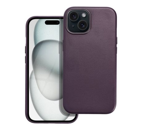 Kožený kryt Mag Cover  iPhone 15  fialový