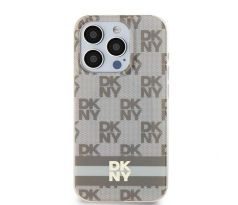 DKNY   iPhone 15 Plus s MagSafe DKHMP15MHCPTSE (DKNY HC MagSafe PC TPU Checkecervený Pattern W/Printed Stripes) beige