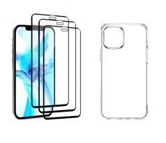 4PACK - 3x ochranné tvrzené sklo + průsvitný kryt - iPhone 12 Pro