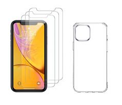 4PACK - 3x ochranné tvrzené sklo (s horním výřezem na přední kameru) + průsvitný kryt - iPhone 12 mini