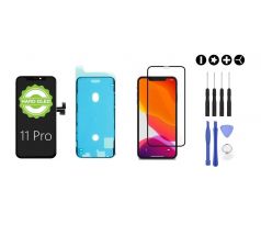 MULTIPACK - Černý OLED displej pro iPhone 11 Pro + screen adhesive (lepka pod displej) + 3D ochranné sklo + sada nářadí