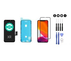 MULTIPACK - Černý displej pro iPhone XR + screen adhesive (lepka pod displej) + 3D ochranné sklo + sada nářadí