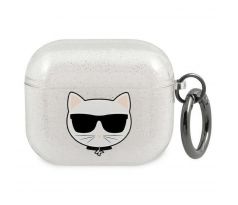 Original  KARL LAGERFELD KLA3UCHGS  Apple Airpods 3 / stříbrný + glitter