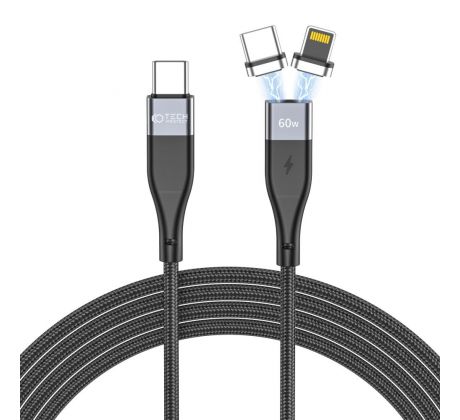 NABÍJECÍ A DATOVÝ KABEL TECH-PROTECT ULTRABOOST 2IN1 MAGNETIC CABLE LIGHTNING & TYPE-C PD60W/3A 100CM BLACK