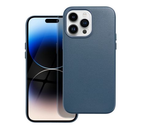 Kožený kryt - Mag Cover  iPhone 14 Pro Max modrý