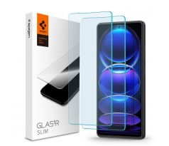 2KS V BALENÍ, SET 2 OCHRANNÝCH SKEL SPIGEN GLAS.TR SLIM 2-PACK XIAOMI REDMI NOTE 12 PRO 5G / 12 PRO+ PLUS 5G / POCO X5 PRO 5G CLEAR