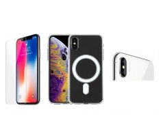 3PACK - Ochranné sklo + Crystal Air kryt s MagSafe + ochranné sklíčko kamery pro iPhone XS Max