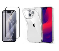 2PACK - 3D Ochranné tvrzdené sklo + transparentní kryt pro iPhone 15 Pro 