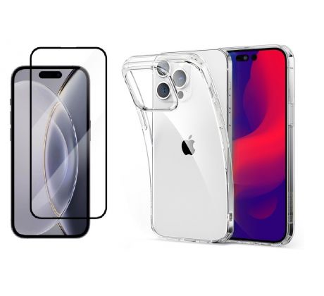 2PACK - 3D Ochranné tvrzdené sklo + transparentní kryt pro iPhone 15 Pro 