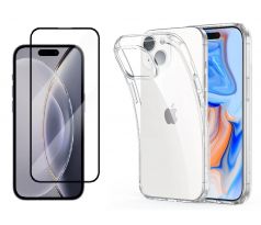 2PACK - 3D Ochranné tvrzdené sklo + transparentní kryt pro iPhone 15 Plus