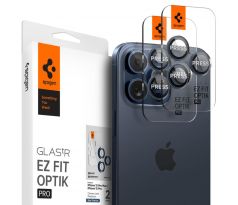 2KS V BALENÍ, SET 2 SKEL ZADNÍ KAMERY SPIGEN OPTIK.TR CAMERA PROTECTOR 2-PACK iPhone 14 Pro / 14 Pro Max / 15 Pro / 15 Pro Max / 16 Pro / 16 Pro Max BLUE TITANIUM