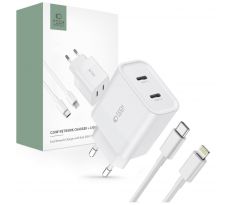 SÍŤOVÁ NABÍJEČKA NA MOBIL A TABLET TECH-PROTECT C20W 2-PORT NETWORK CHARGER PD20W + LIGHTNING CABLE WHITE