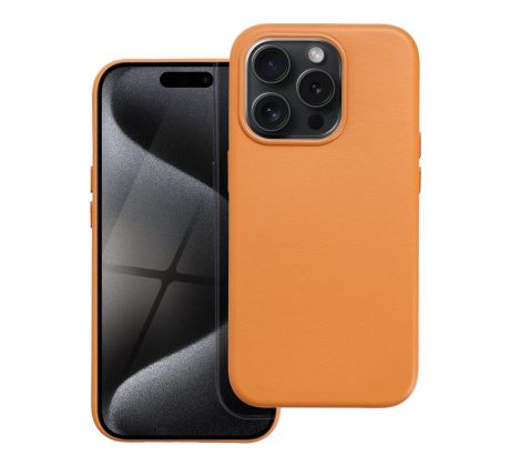 Kožený kryt Mag Cover  iPhone 15 Pro orange