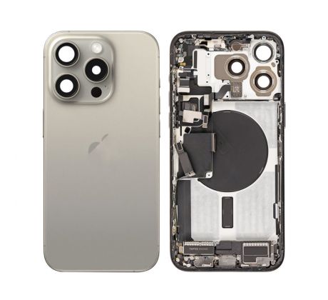 Apple iPhone 15 Pro Max - Zadní housing s předinstalovanými díly (Natural Titanium)