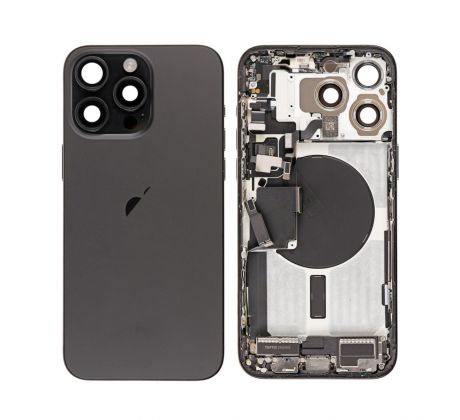 Apple iPhone 15 Pro - Zadní housing s předinstalovanými díly (Black Titanium) 