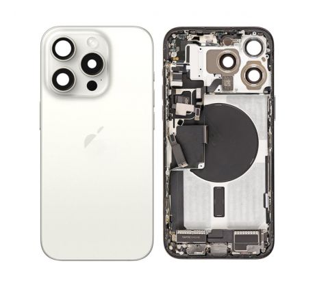 Apple iPhone 15 Pro - Zadní housing s předinstalovanými díly (White Titanium) 