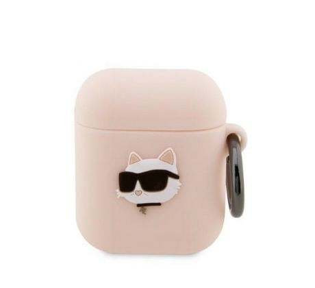 Original  KARL LAGERFELD KLA2RUNCHP  Apple Airpods 1 / 2 (3D Sil NFT Choupette / ružový)