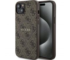 Original   GUESS GUHMP15MG4GFRW  iPhone 15 Plus / 14 Plus 6.7" (Kožený kryt 4G Metal Logo / hnedý)