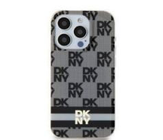 DKNY   iPhone 15 s MagSafe DKHMP15SHCPTSK (DKNY HC MagSafe PC TPU Checkecervený Pattern W/Printed Stripes) cerný