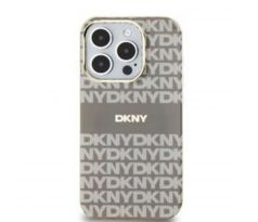 DKNY   iPhone 15 s MagSafe DKHMP15SHRHSEE (DKNY HC MagSafe PC TPU Repeat Texture Pattern W/ Stripe) beige