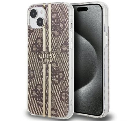 Original   GUESS GUHCP15SH4PSEGW  iPhone 15 (4G Gold  Stripe / hnedý)