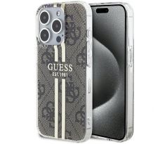 Original   GUESS GUHCP15MH4PSEGW  iPhone 15 Pro (4G Gold  Stripe / hnedý)