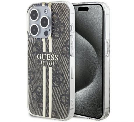 Original   GUESS GUHCP15MH4PSEGW  iPhone 15 Pro (4G Gold  Stripe / hnedý)