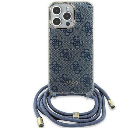 Original   GUESS GUHCP15SHC4SEB  iPhone 15 (Crossbody Cord 4G Print / modrý)