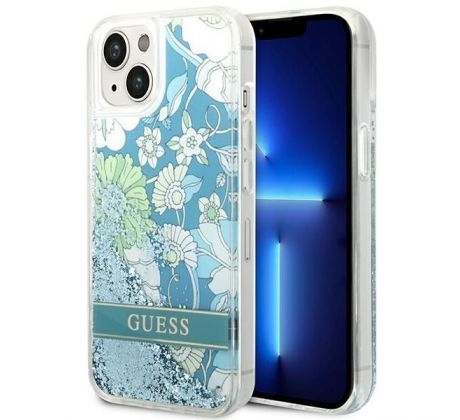 GUESS   iPhone 13 / 14 / 15 GUHCP14SLFLSN (Flower Liquid Glitter) zelený