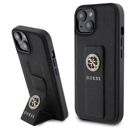 GUESS   iPhone 13 / 14 / 15 GUHCP15SPGSSADK (Grip Stand 4G Saffiano Strass) cerný