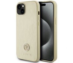 GUESS   iPhone 13 / 14 / 15 GUHCP15SPS4DGPD (Kožený kryt 4G Metal Logo Strass) zlatý