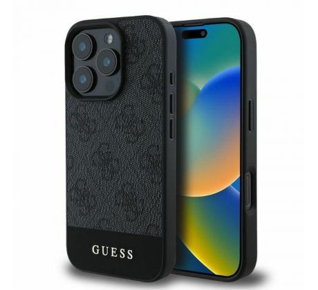 GUESS   iPhone 16 Pro GUHCP16LG4GLGR (PC/TPU 4G PU Bottom Stripe) šedý