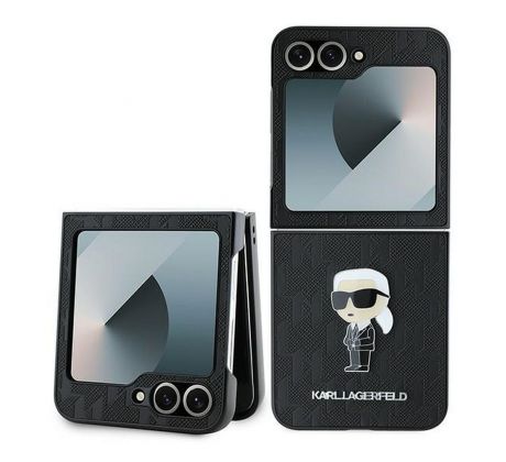 KARL LAGERFELD   Samsung Galaxy Z Flip 6 KLHCZF6SAPKINPK (HC Saffiano Monogram Ikonik Pin) cerný