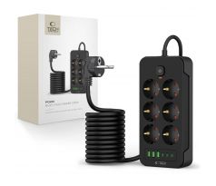 NAPÁJECÍ LIŠTA TECH-PROTECT PC6X6 POWER STRIP 3 USB & 3 TYPE-C & 6 SOCKET 200CM BLACK