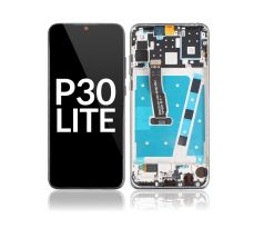 LCD displej + dotyková plocha pro Huawei P30 Lite, s rámem - bílý, 48MPX verze (MAR-LX1A, MAR-L21A) 