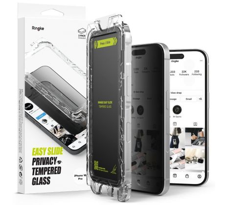 2KS V BALENÍ, SET 2 ANTI-SPY OCHRANNÝCH SKEL RINGKE EASY SLIDE 2-PACK iPhone 16 Pro PRIVACY