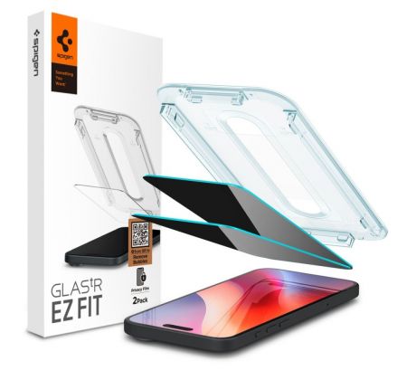 2KS V BALENÍ, SET 2 ANTI-SPY OCHRANNÝCH SKEL SPIGEN GLAS.TR ”EZ FIT” 2-PACK iPhone 16 Pro PRIVACY