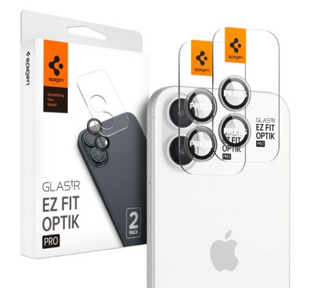 2PACK SET OCHRANNÝCH SKEL NA ZADNÍ KAMERU SPIGEN OPTIK PRO GLAS.TR ”EZ FIT” CAMERA PROTECTOR 2-PACK iPhone 16 / 16 Plus CRYSTAL CLEAR