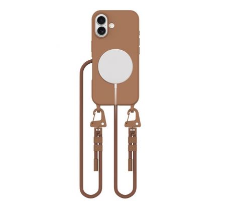 KRYT SE ŠŇŮRKOU/POPRUH NA TĚLO TECH-PROTECT MAGNECKLACE MAGSAFE iPhone 16 CHOCOLATE BROWN