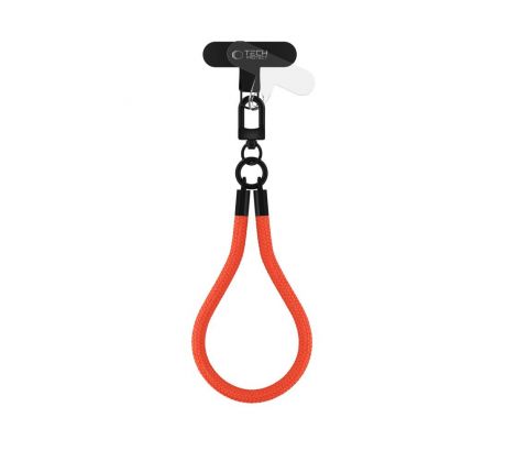 POPRUH NA RUKU/ŠŇŮRKA NA TELEFON TECH-PROTECT C3S ROPE WRIST STRAP NEON ORANGE/BLACK