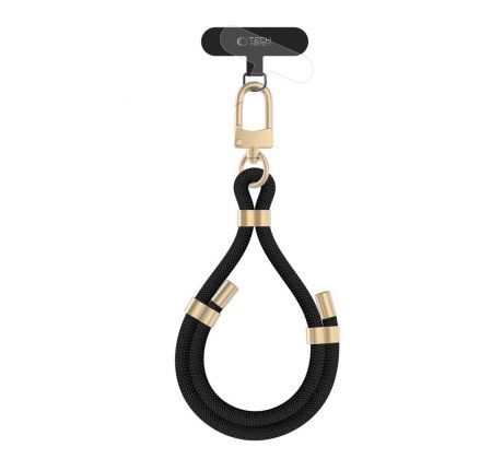 POPRUH NA RUKU/ŠŇŮRKA NA TELEFON TECH-PROTECT C4S ROPE WRIST STRAP BLACK/GOLD