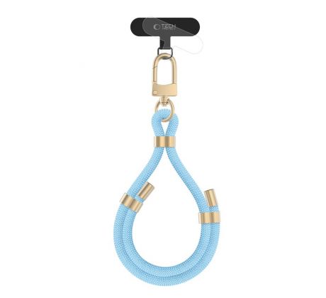 POPRUH NA RUKU/ŠŇŮRKA NA TELEFON TECH-PROTECT C4S ROPE WRIST STRAP BABY BLUE/GOLD