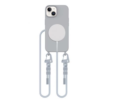 KRYT SE ŠŇŮRKOU/POPRUH NA RAMENO/CEZ TĚLO TECH-PROTECT MAGNECKLACE MAGSAFE iPhone 15 CRAYON GREY